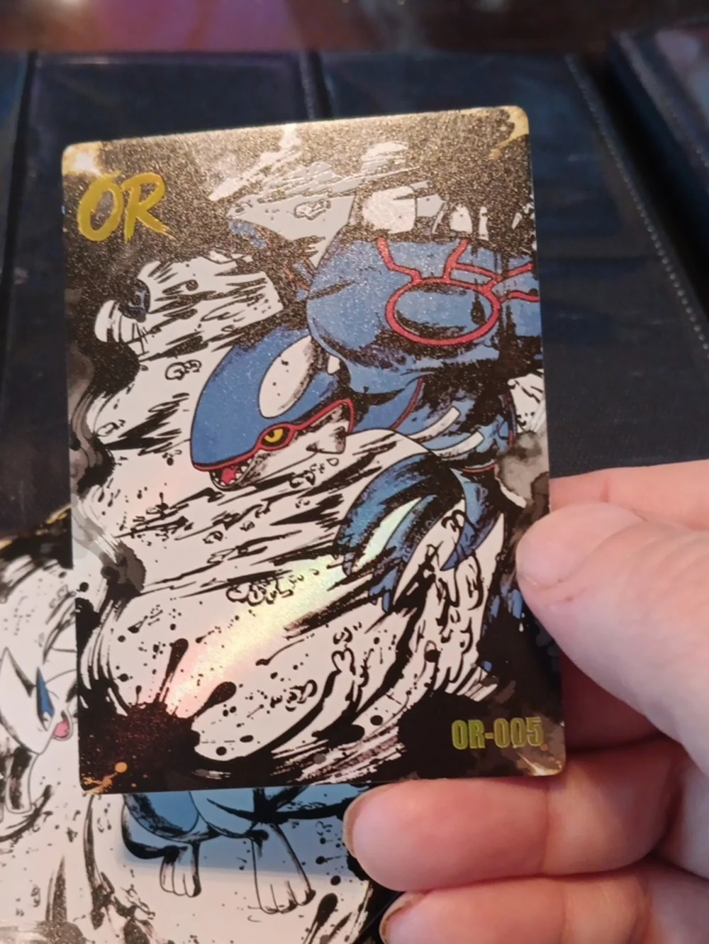 Pokemon OR Holographic Blue Gold Black Trading Card